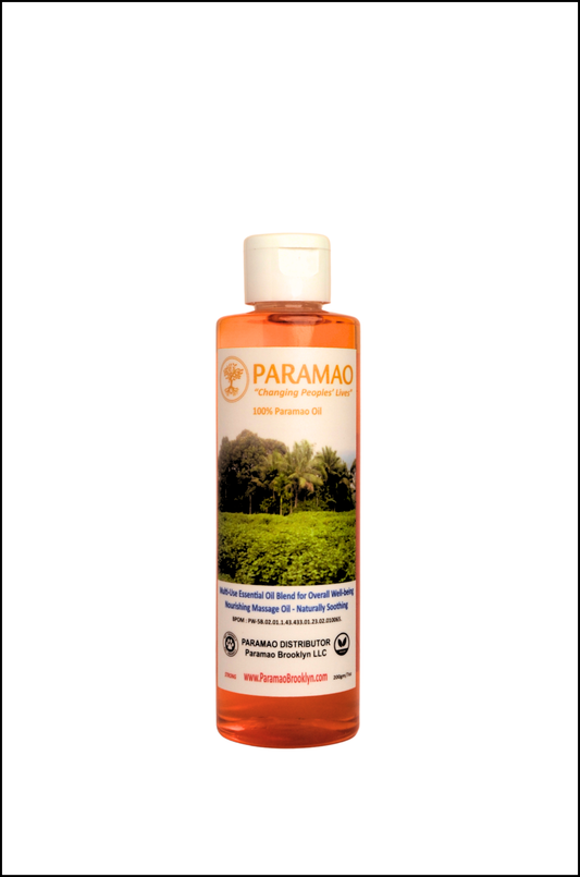 Refill bottle of 100% Pure Paramao oil without the root, manufactured in Indonesia for over all wellness.